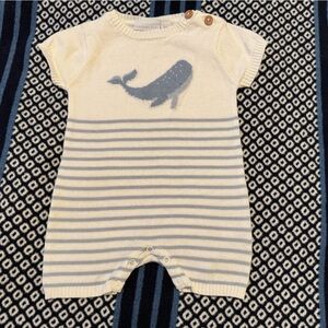 Elegant Baby Striped Whale Knit Baby Romper